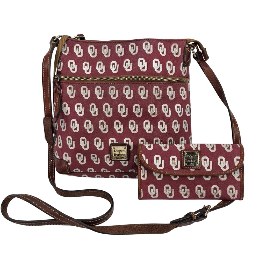 Dooney & Bourke OU Crossbody Bag Wallet Oklahoma Boomer Sooners Crimson Monogram